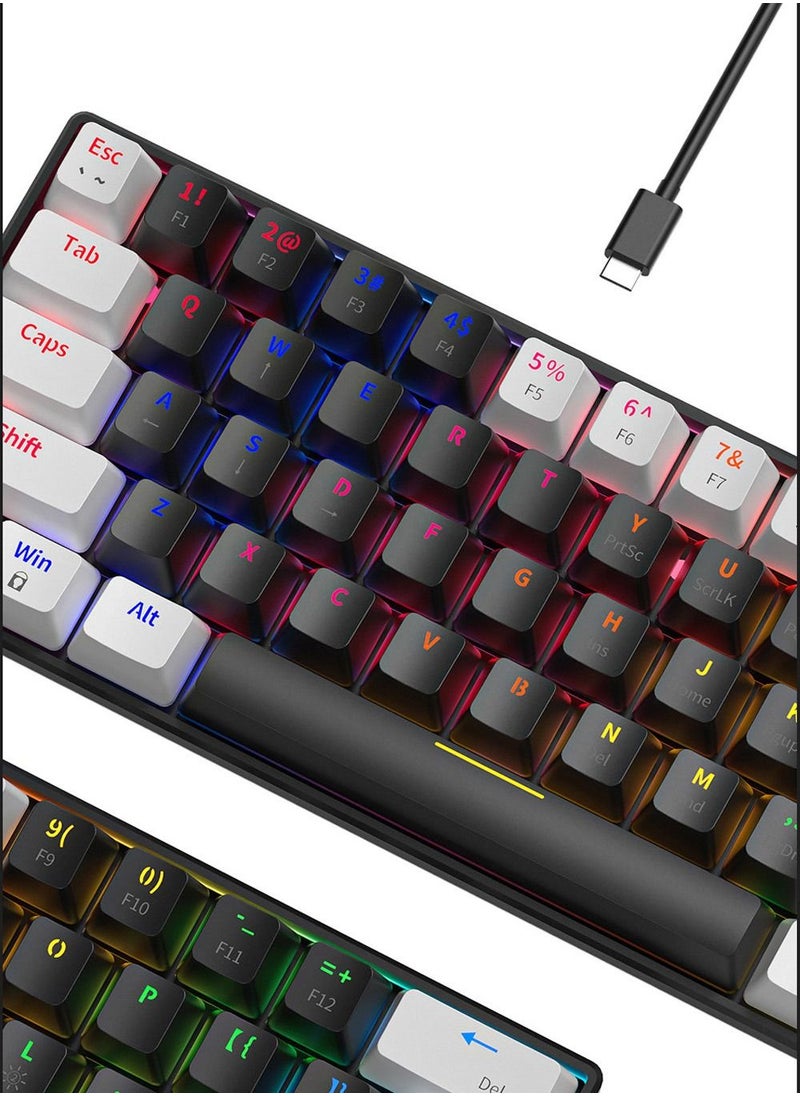 ULHYC - 63 Keys Bicolor RGB Gaming Mechanical Keyboard with Two-stage Kickstand & Ergonomic and Waterproof with Anti-ghosting keyboard Mini Gaming Keyboard High-performance keyboard for Gamers - Image 1