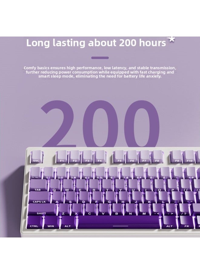 Office 08 Mechanical 1 Three-mode Keyboard Mouse Suit Wireless Bluetooth Walker Front Girl Side Key Computer Game-Colour:Blue Axis (crisp Feel) - Dark Fragrance 87 Keys 【white Light - Side Engraving - Image 4