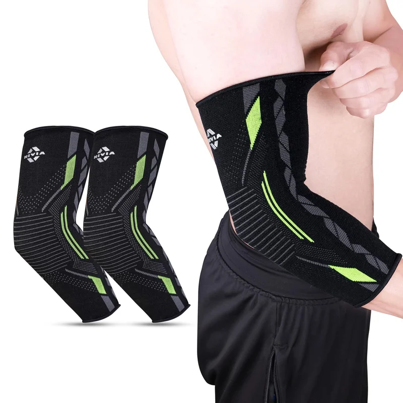 نيفيا Nivia Ergonomic Knitted Elbow Support Compression Sleeve for Joint Stability and Pain Relief - Green, Size S