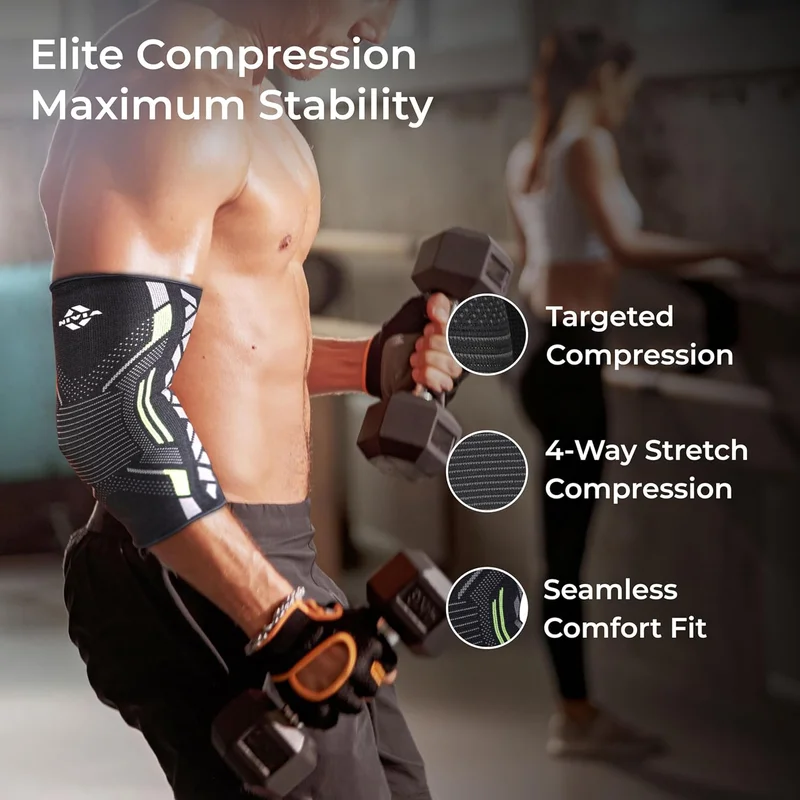 نيفيا Nivia Ergonomic Knitted Elbow Support Compression Sleeve for Joint Stability and Pain Relief - Green, Size S