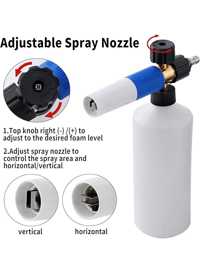 Excefore Foam Cannon - Pressure Washer Gun With 1/4 Inch Quick Connect And Adjustable Nozzle Car Wash Sprayer 1 L Bottle, Professional Fits Most Washing Accessories Foam Dispenser(4000 Psi) - Image 3