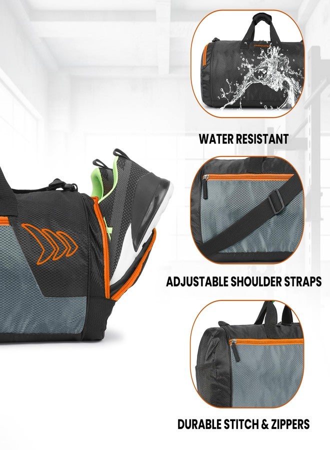 Mayor Gym Bag for Men & Women Sports Duffle Bag with Separate Shoe Compartment, Gym Bags for Towel, Shaker Bottle, Gym Bags for Sports & Travel (Black/Orange) - Image 4