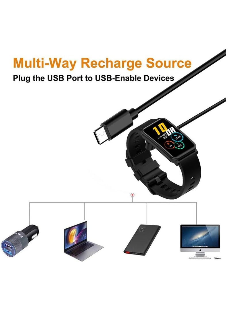 USB C Charger Cable Compatible with Samsung Fit3 Smart Watch - Replacement Charging Cable - Black - Image 3