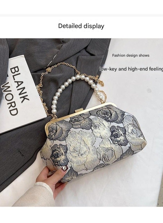 Ladies' One Shoulder Crossbody Bag With Ins Chain Hand-held Dinner Bag Embroidered Niche High-end Feel  - Image 2