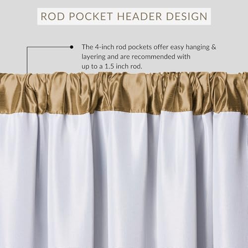 Elrene Home Fashions Versailles Faux-Silk Room-Darkening Curtain Panel, Blackout Curtain with Rod Pocket, 52 Inches by 84 Inches, Gold, 1 Panel - Image 2