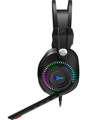 lecoo Lenovo HT405 3.5mm Jack+ USB On-Ear RGB LED Backlit Wired Gaming Headset Black  - Image 5