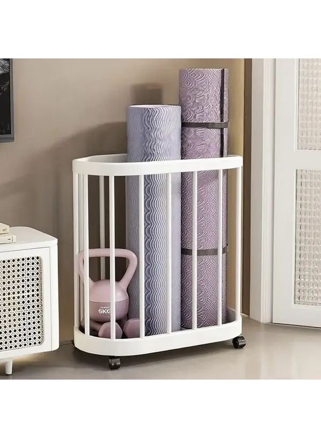 منظم معدات رياضية معدني ثقيل أبيض متين بعجلات - Image 1