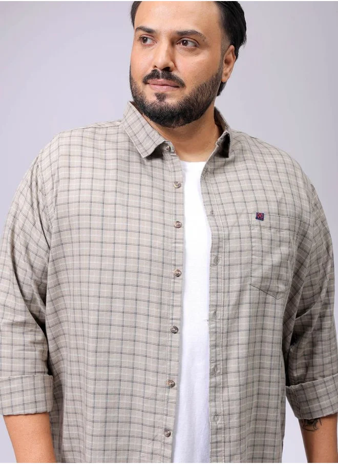 هاردسودا Men Plus Size Regular Fit Checkered Spread Collar Full Sleeves Casual Shirt