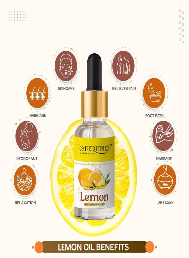 69 PERFUMES 69 عطرًا - خلاصة الطبيعة - زيت الليمون العطري المعصور على البارد، نقي 100%، طبيعي وغير مخفف، درجة علاجية، لعلاج تصبغات البشرة، والوجه، والشعر، والعلاج العطري، والتدليك - 30 مل - Image 2