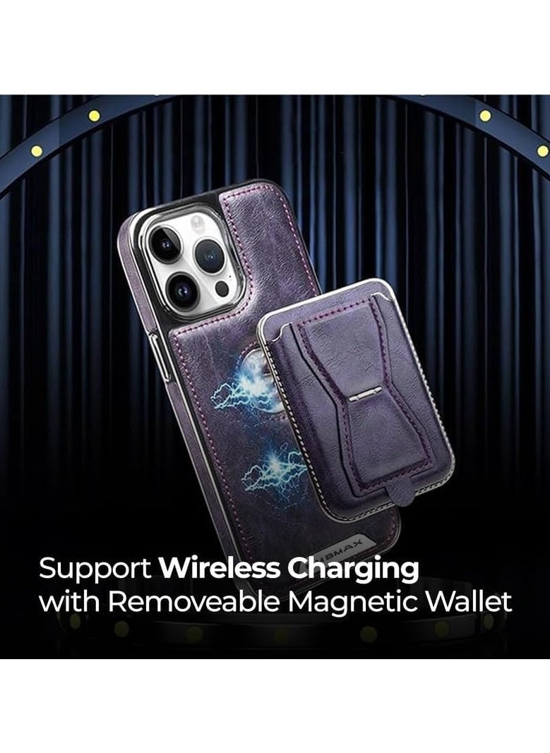 LIMITLESS Leather Case for iPhone 15 Pro Max with Detachable Card Holder and Stand, Back Protector Slim Fit, Soft Grip Leather Cover, Logo Cutouts, Anti-Scratch Full Phone Back Case with Shockproof, Black  - Image 3