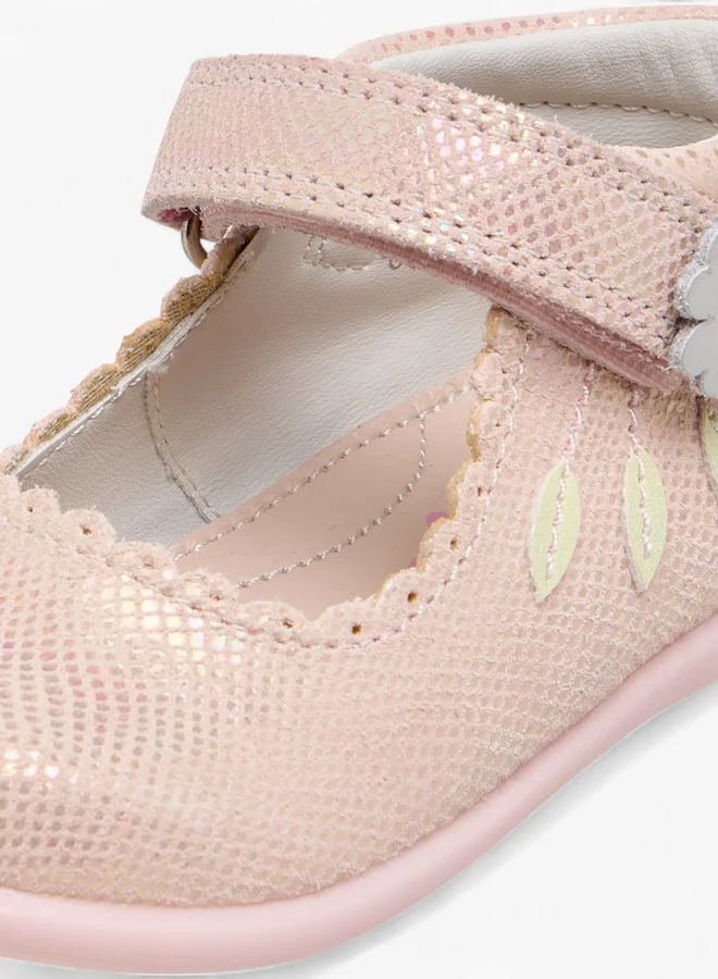 Barefeet Textured Mary Jane Shoes with Hook and Loop Closure