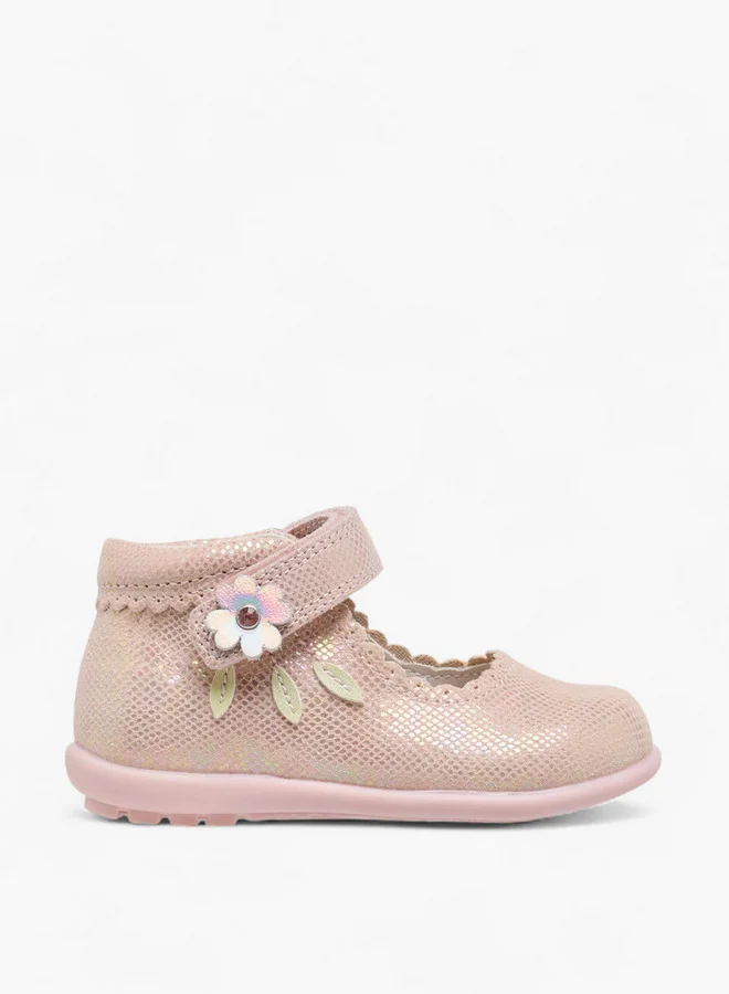 Barefeet Textured Mary Jane Shoes with Hook and Loop Closure