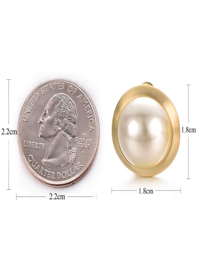 Yoursfs 0.7inch Clip Earring Yellowing Ivory Pearl Round Earrings Non Pierced Clip on Earrings for Women - Image 2