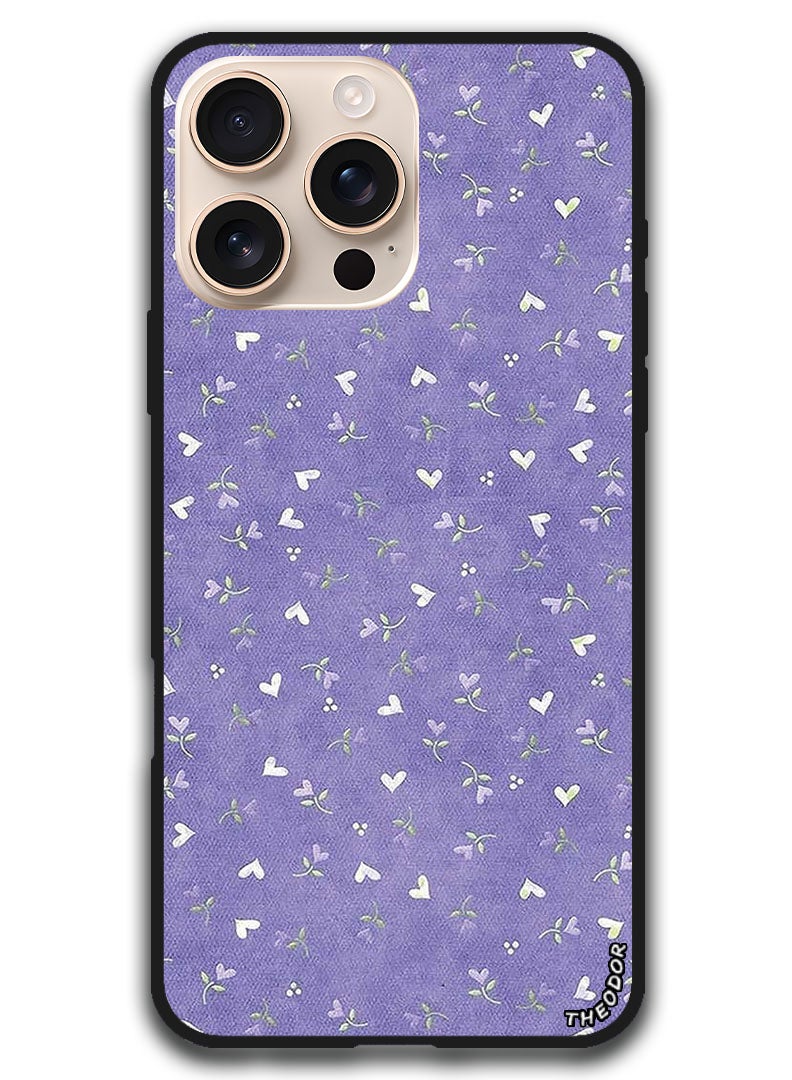 Theodor Protective Case Anti Scratch Shock Proof Bumper Cover For iPhone 16 Pro Max (6.9)-inch Hearts Purple Background - Image 1