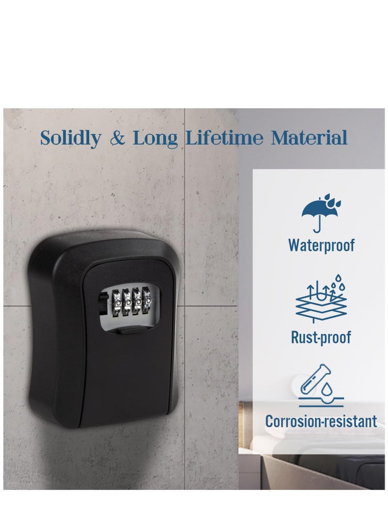 SYOSI Wall Mounted Waterproof Key Storage Lock Box for Home Office Warehouse Black 4.6x4x1.4 inch - Image 5