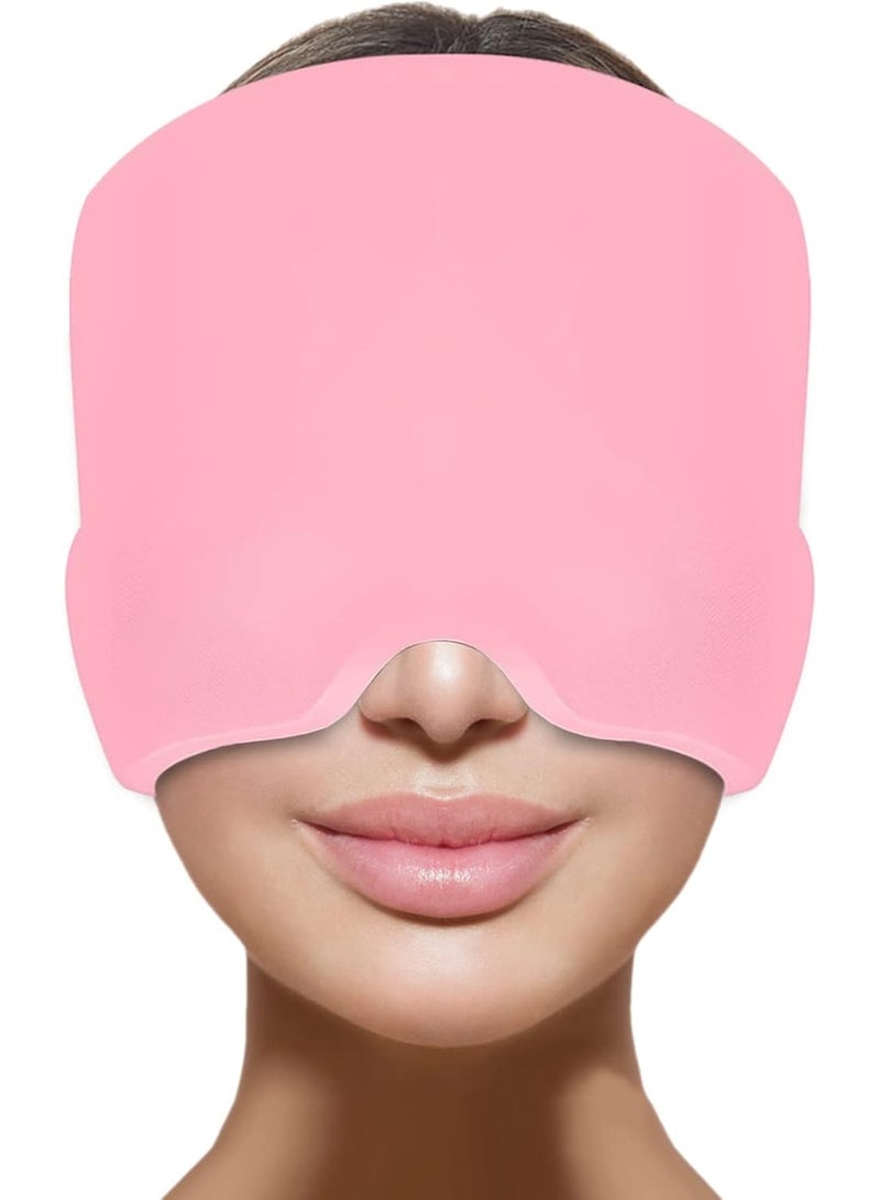 ACLIX Migraine Relief Cap - Reusable Ice Gel Headache Hat for Tension, Sinus, and Stress Relief | Comfortable 360° Cold Compression Therapy Mask for Puffy Eyes | Pink - Image 1