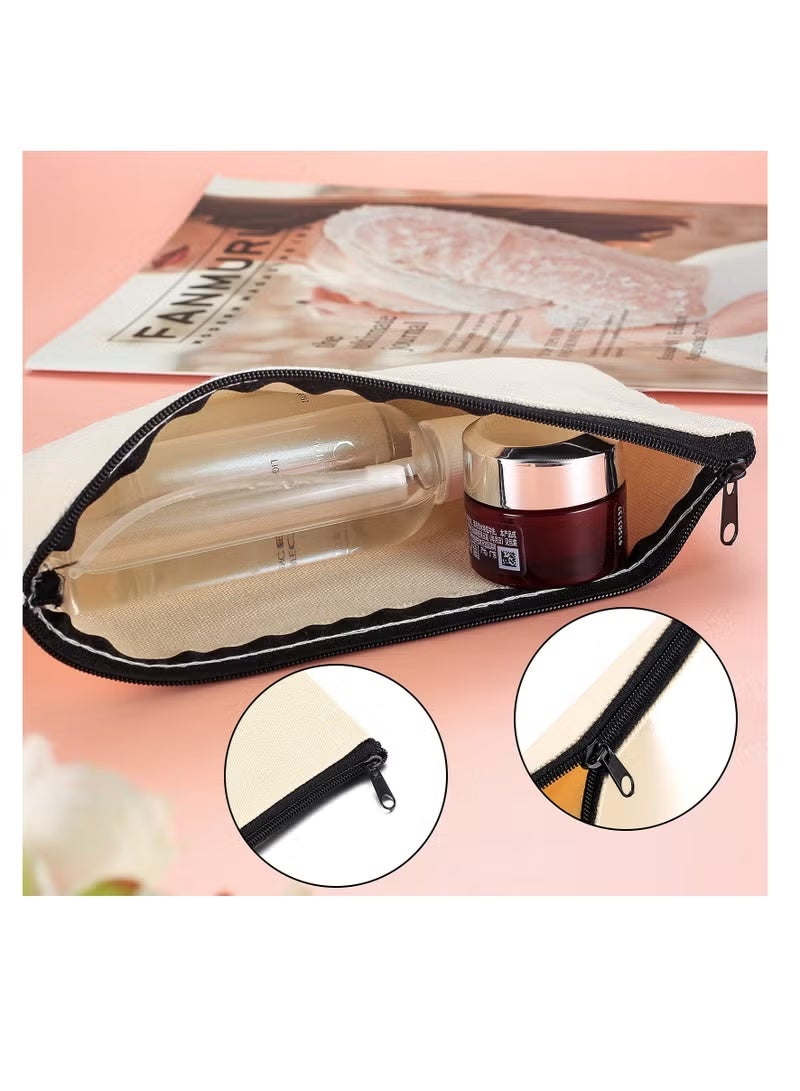 12 عبوة أكياس مكياج فارغة ، حقيبة حرفية فارغة DIY ، حقيبة مستحضرات تجميل متعددة الأغراض مع سحاب ، حقيبة أدوات الزينة للسفر السائبة للتخزين ، حقيبة قلم رصاص سائبة (بيج) - Image 3