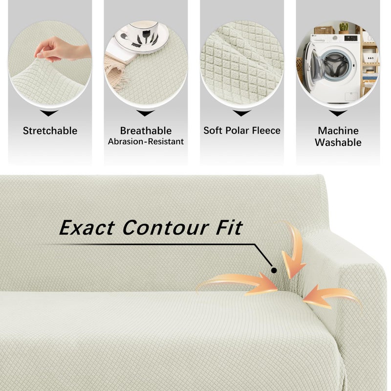 Arfntevss Stretch Sectional Couch Covers L Shaped Corner Sectional Sofa Cover Washable Jacquard Soft Fleece U Shape Sofa Slipcovers Anti Slip Furniture Protector for Dogs Pets (X-Large, Cream) - Image 5