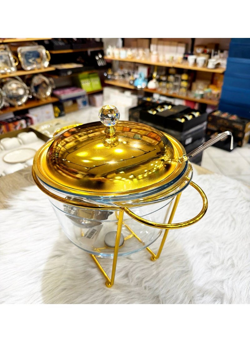 New from Hour Gallery: The most beautiful gold serving dish, perfect for gatherings and brides!  It doesn't change color. The dish is made of heat-resistant Pyrex. Capacity: 2 liters. High-quality imported product. Dimensions: 25 cm. Height: 40 cm - Image 3