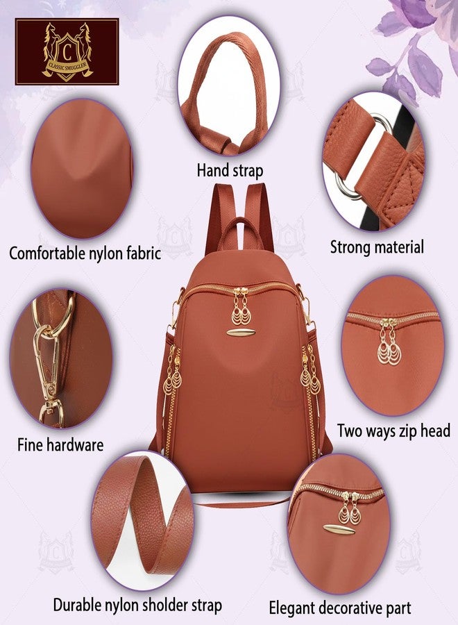 CLASSIC SMUGGLER Soilder Bag Backpack Bags for Women/Girls Stylish Shoulder Sling Handbag Purse Office Travel College Daily-Use Convertible 13 Inch Laptop Backpacks Corporate (Cinnamon Brown) - Image 3