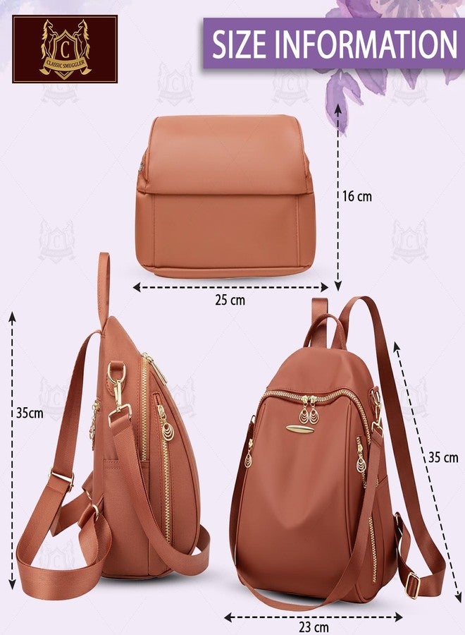 CLASSIC SMUGGLER Soilder Bag Backpack Bags for Women/Girls Stylish Shoulder Sling Handbag Purse Office Travel College Daily-Use Convertible 13 Inch Laptop Backpacks Corporate (Cinnamon Brown) - Image 2