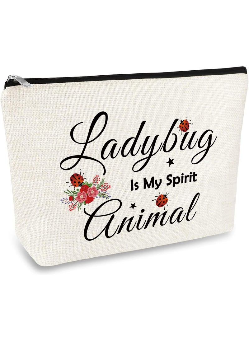 Mikela Ladybug Gift Ladybug Makeup Bag for Girls Women Ladybug Lover Gift Cosmetic Bag Best Friend Friendship Gift Animal Lover Gift Christmas Birthday Gift for Her Sister Daughter Travel Makeup Pouch 