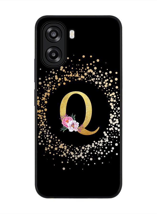 Stylizedd For Oppo A6t 5G / A6t 4G Case,Slim fit Camera Protection, Shockproof Thin Phone cover  - Custom Monogram Floral - Q ( Black ) - Image 1