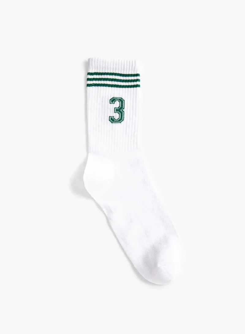 KOTON College Socket Socks Embroidered Detailed