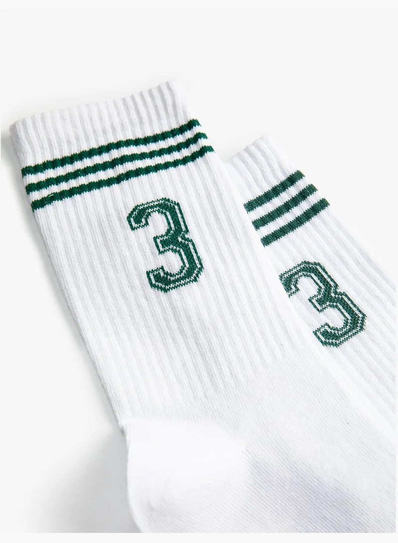 KOTON College Socket Socks Embroidered Detailed