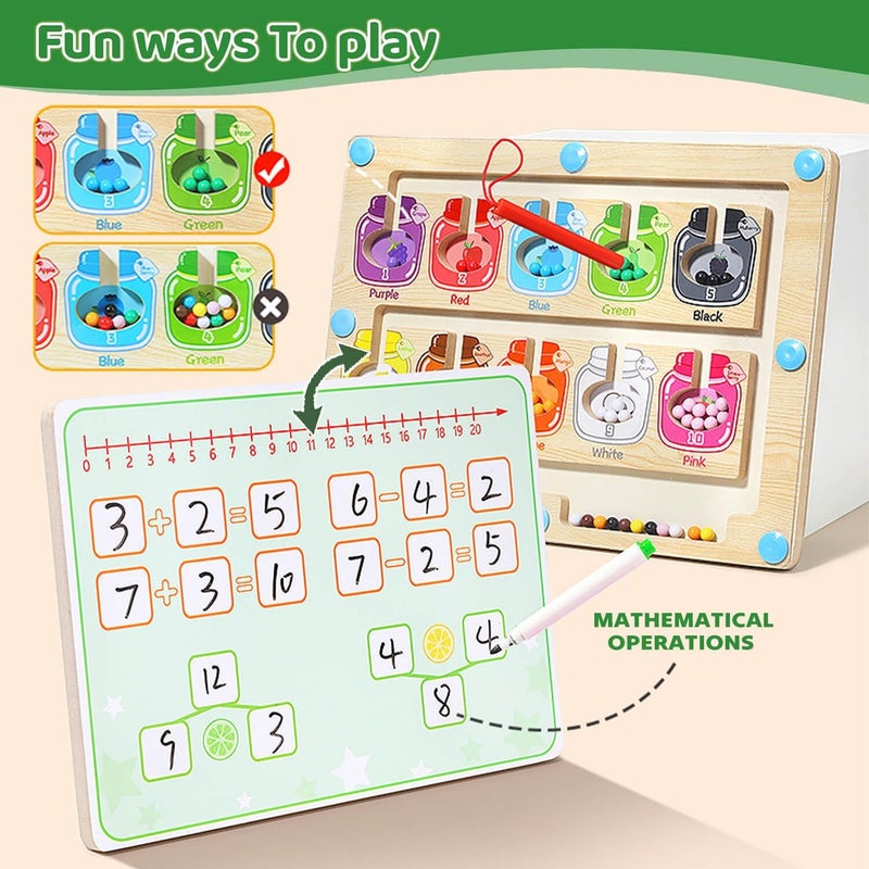 EDUTREE Magnetic Color & Number Maze – Montessori Wooden Puzzle Board for Toddlers – Fine Motor Skills & Counting Learning Toy for Boys & Girls Ages 3-5 - Image 2