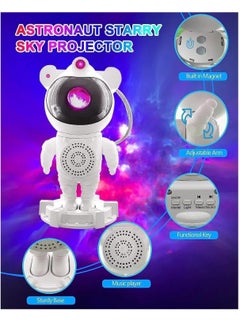 Raxoom Star Night Light Projector, Music Bluetooth Speaker, Spaceman Astronaut Galaxy, Timer, Remote Control,360 Rotation Head, Nebula Starry Sky Moon Multi-Projection, Sleeping Lamp, Game Room Gift  - Image 2