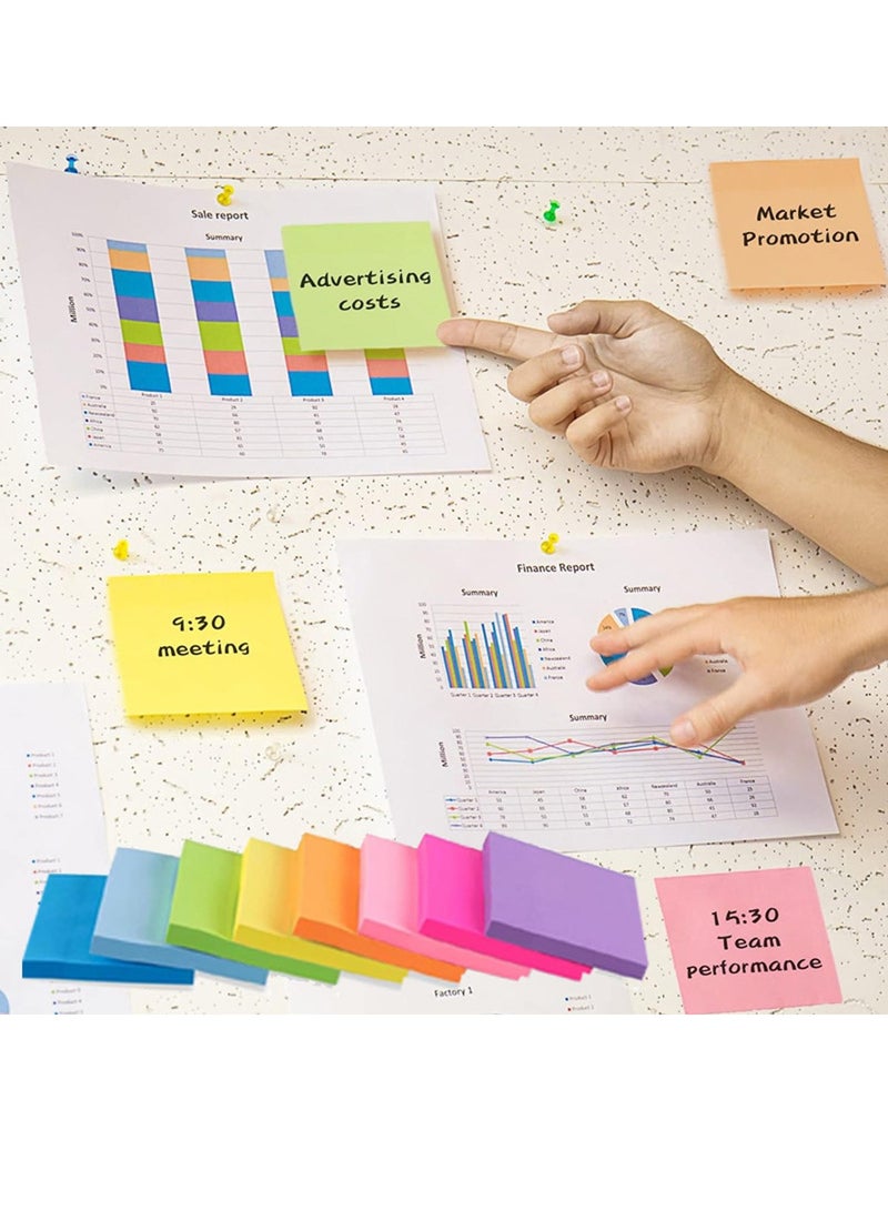 Generic 400 Piece Self Sticky Notes Set, Multicolour Post-It Sticky Message Notebook Bright Multi Colors Series Sticky Notes Memo Pads for Teacher Students Gifts School Office Supplies  - Image 4