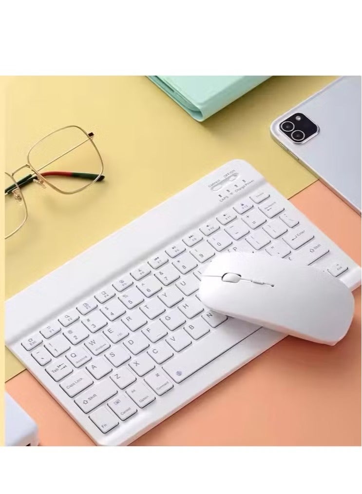 A ZONE Wireless Keyboard and Mouse Combo Bluetooth Keyboard Mouse Set with Rechargeable Battery White - Image 1