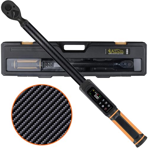 Uharbour Digital Torque Wrench 1/2 Drive with Carbon Fiber Body, 2.2-147.5 Ft.lb Range, ±1% Accuracy with Vibration, Buzzer and LED Alert, Suitable for Car, Motorcycle and Bicycle - Image 1