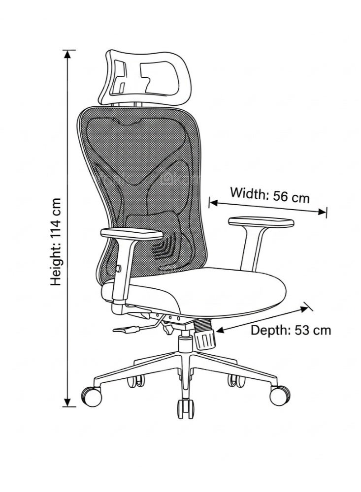 Karnak Model Jude High Back Office Chair, Executive Computer Office Chair - Advanced Ergonomics, High-Back, Breathable, Adjustable Lumbar Support - Image 5