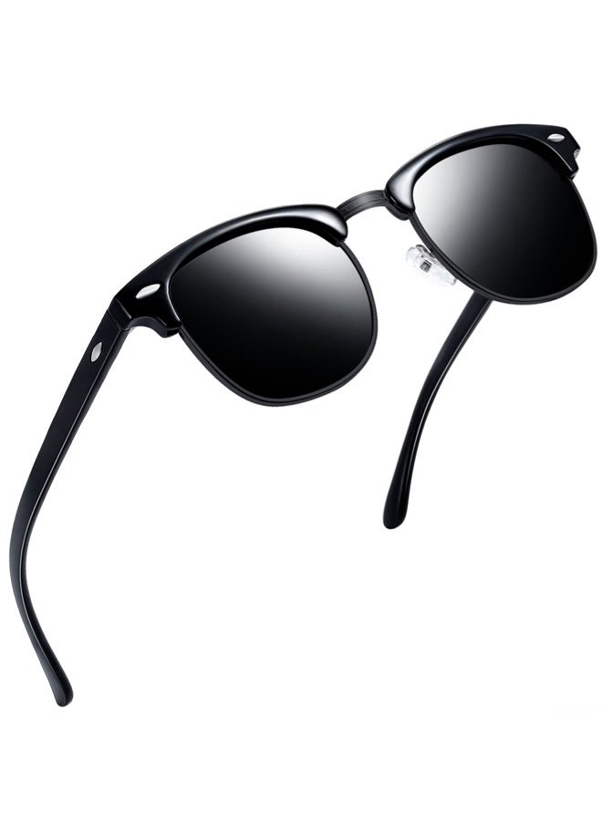 جي سي سي جوو نظارات شمسية كلاسيكية نصف إطار، مستقطبة مع حماية من الأشعة فوق البنفسجية، بتصميم حاجب للرجال والنساء - Image 1