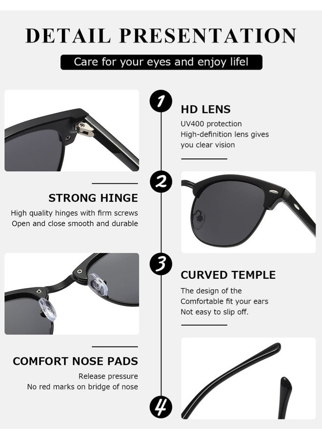 جي سي سي جوو نظارات شمسية كلاسيكية نصف إطار، مستقطبة مع حماية من الأشعة فوق البنفسجية، بتصميم حاجب للرجال والنساء - Image 5