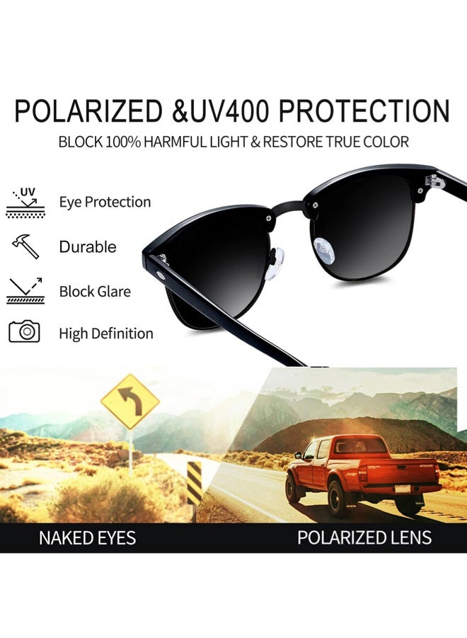 جي سي سي جوو نظارات شمسية كلاسيكية نصف إطار، مستقطبة مع حماية من الأشعة فوق البنفسجية، بتصميم حاجب للرجال والنساء - Image 2