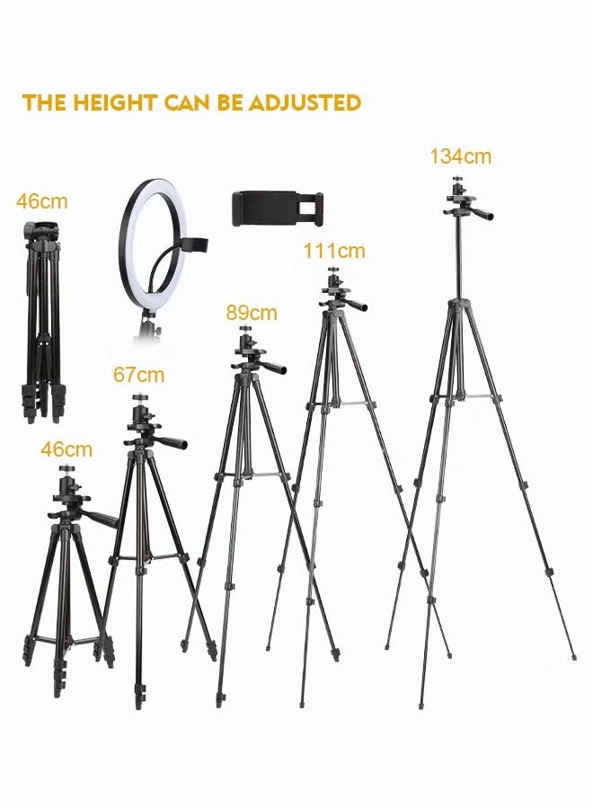 YelaJoy 10 inch Selfie Ring Light with 50inch Extendable Tripod Stand & Phone Holders 3 Color Modes and 11 Brightness Ring Light for Makeup Video Live Streaming - Image 2