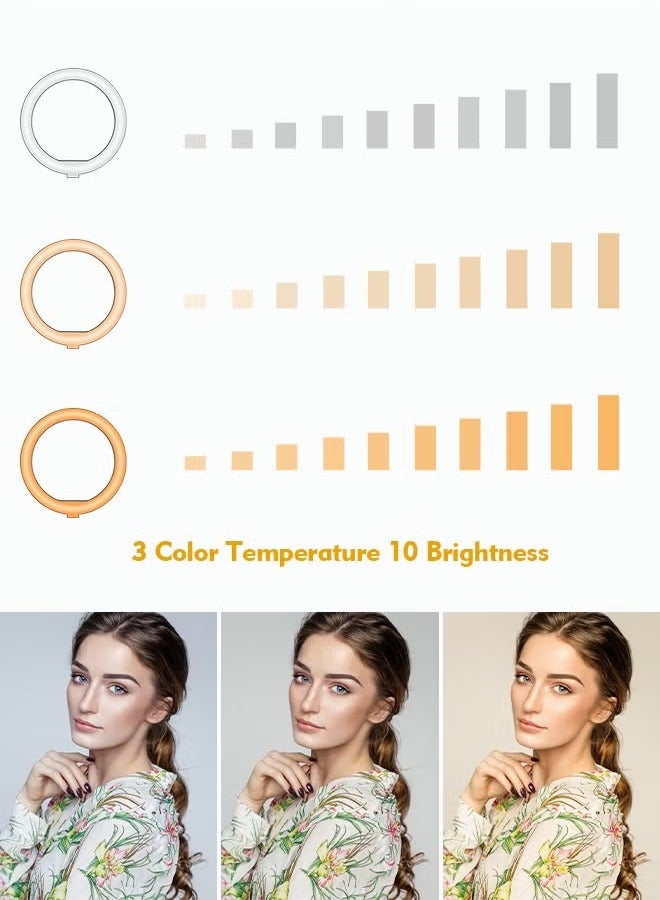 YelaJoy 10 inch Selfie Ring Light with 50inch Extendable Tripod Stand & Phone Holders 3 Color Modes and 11 Brightness Ring Light for Makeup Video Live Streaming - Image 3