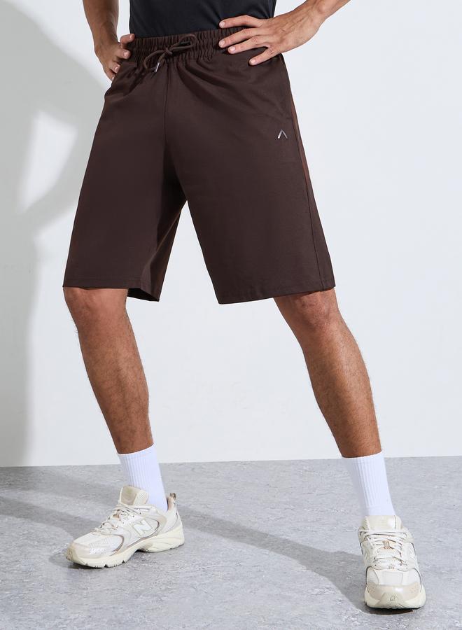 Styli Brown Activewear Sports Shorts with Drawstring - Image 1