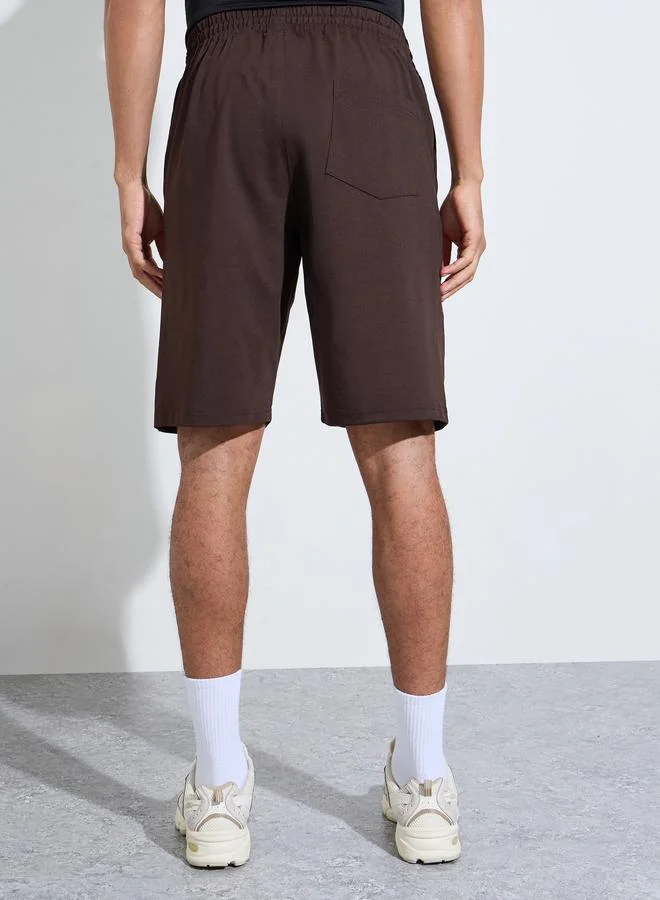 Styli  Brown Activewear Sports Shorts with Drawstring for Men | Best Price UAE