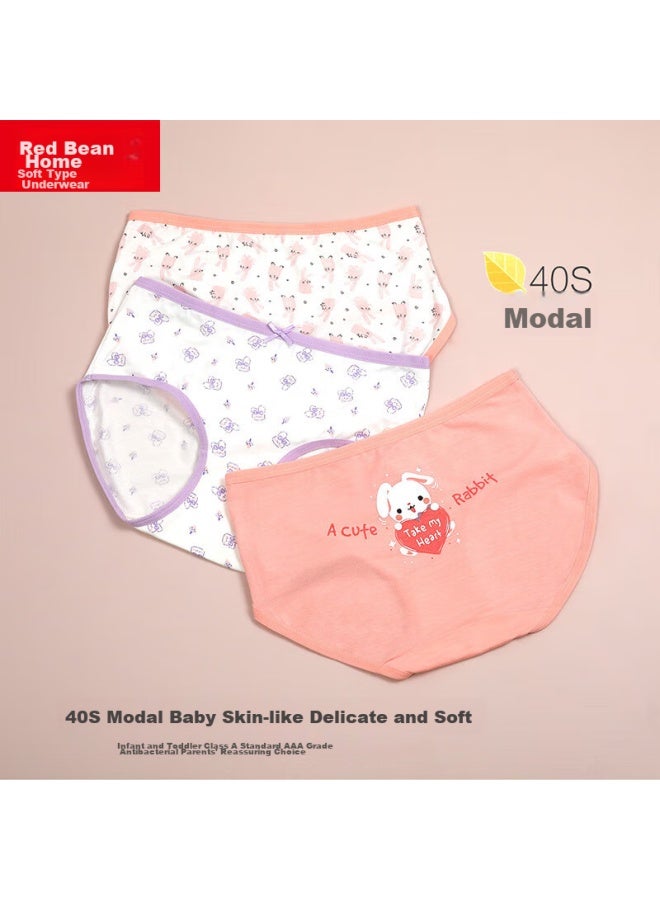 HOdo Home Hodohome Children's Underwear, Girls' 40s Modal 3a Antibacterial Crotch Triangle Shorts, For Older Girls, Underpants 002, Size 150  - Image 1