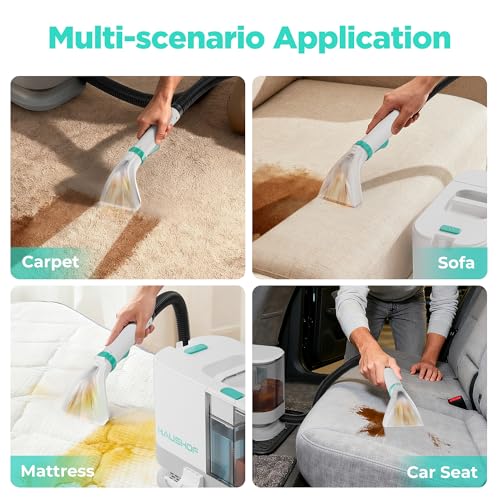 HAUSHOF Portable Carpet Spot and Upholstery Cleaner Machine, 13Kpa Powerful Suction & Spot Remover, Deep Stain Cleaning for Rug, Carpet, Car Seats, Pets, Stairs, Couches, with Cleaning Solution - Image 5
