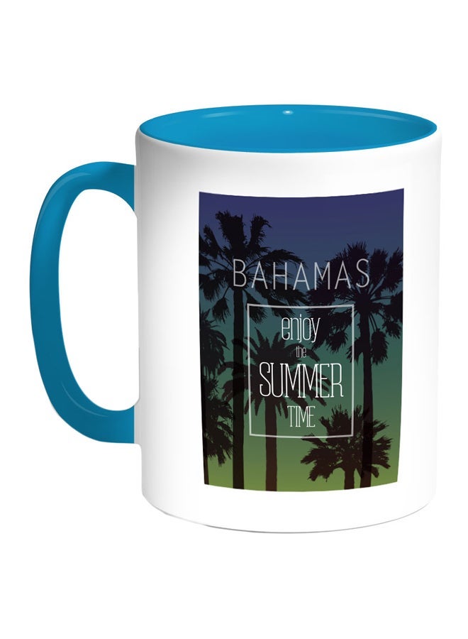 Enjoy The Summer Time Printed Coffee Mug Blue/White/Black 11ounce