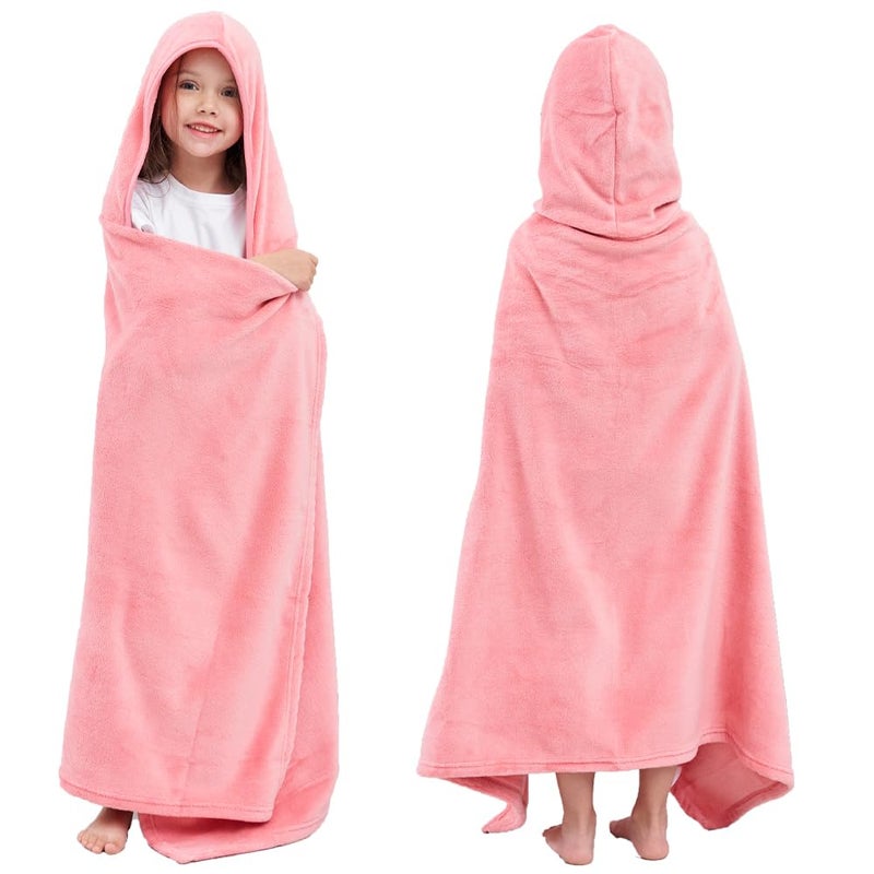 Hiturbo Kids Hooded Bath Towel: Soft Plush Pool Beach Fleece Towel Blanket - 50"x30" Toddler Towels Wrap for Boys Girls 3-12 Years (Pink) - Image 5