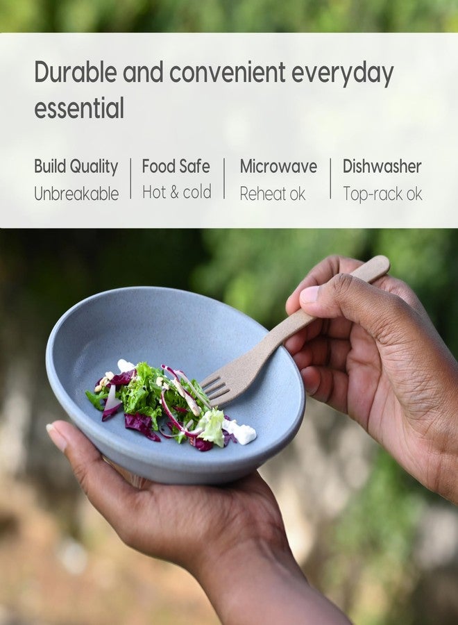 Eha Earth-Friendly Small Plates Set for Snacks | Snacks Plates Set of 6 | Snacks Plates Made with Rice Husk Biocomposite | Microwave Safe Plates | Snack Plate Set for Kitchen| 6 inch | Azure - Image 3