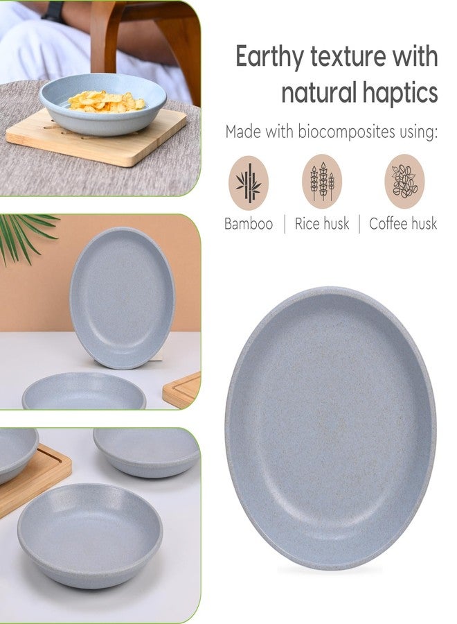 Eha Earth-Friendly Small Plates Set for Snacks | Snacks Plates Set of 6 | Snacks Plates Made with Rice Husk Biocomposite | Microwave Safe Plates | Snack Plate Set for Kitchen| 6 inch | Azure - Image 4