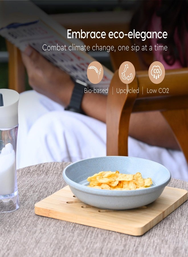 Eha Earth-Friendly Small Plates Set for Snacks | Snacks Plates Set of 6 | Snacks Plates Made with Rice Husk Biocomposite | Microwave Safe Plates | Snack Plate Set for Kitchen| 6 inch | Azure - Image 2