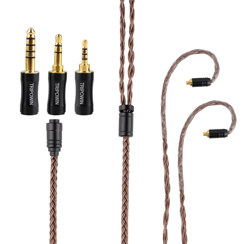 Linsoul كابل Linsoul Tripowin Amber 32AWG OFC خالي من الأكسجين HiFi IEM مع قابس قابل للتبديل 2.5mm/3.5mm/4.4mm، كابل استبدال بغطاء PVC لعشاق الصوت (MMCX) - Image 5